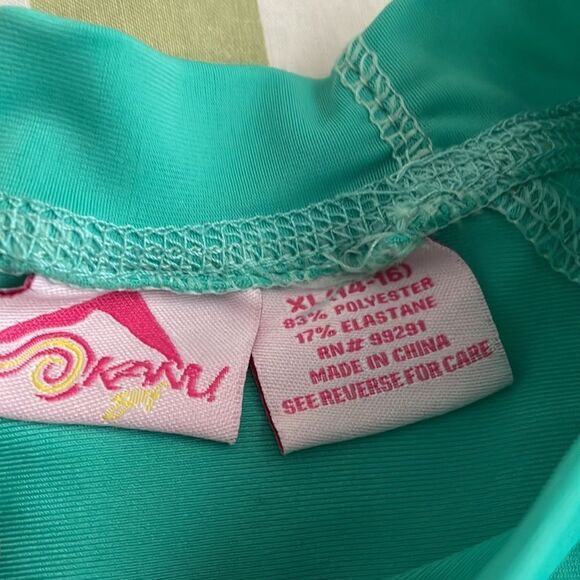 NWOT! Kanu Surf Girls Teal Rashguard Swim Top Size L-XL - Picture 3 of 5